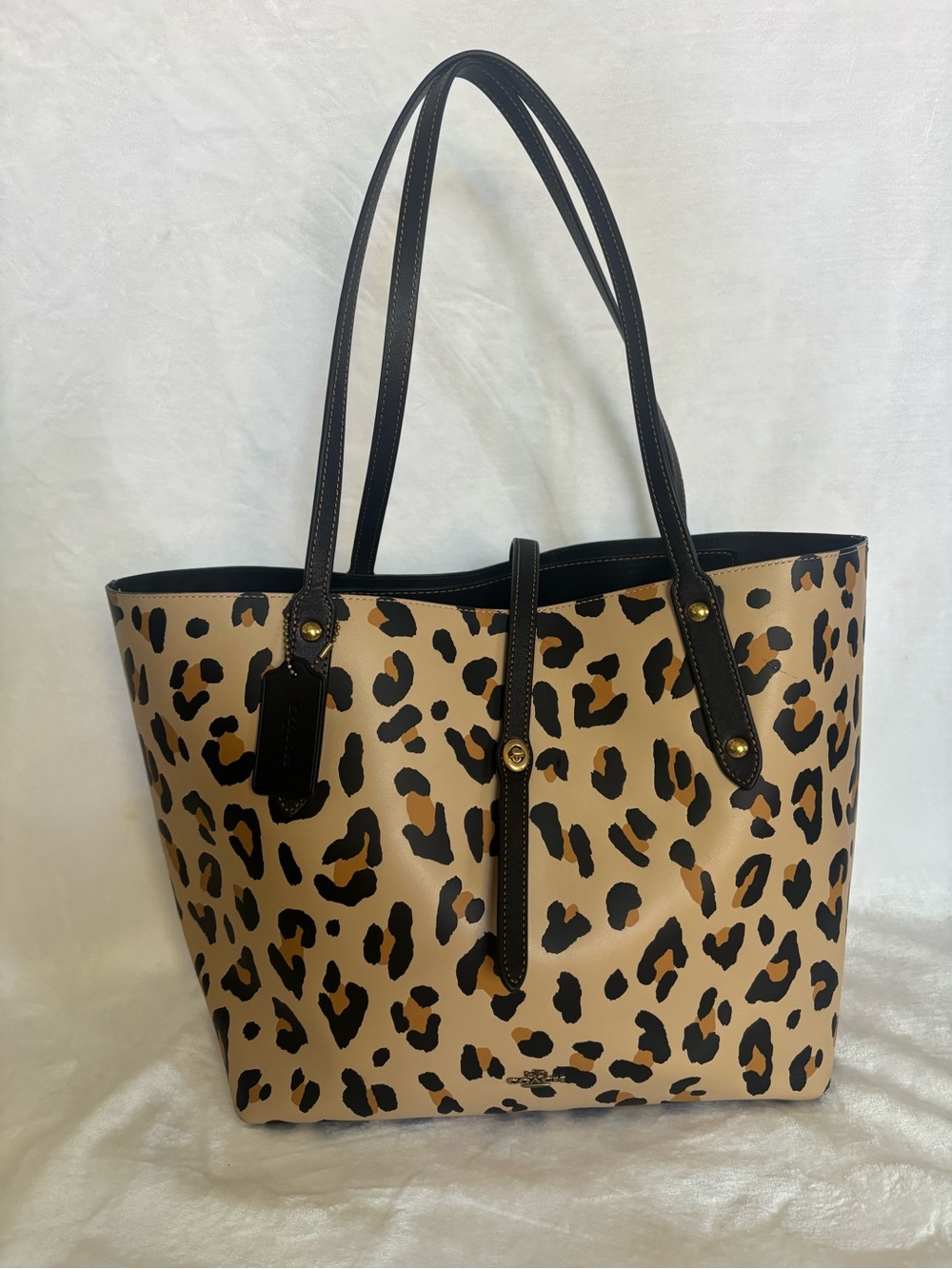 Coach Leopard-Print Tote in Tan and Black